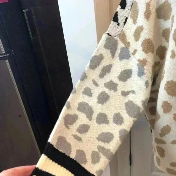 Birch NY Women’s 3X Mixed Media Chinky Knit Cheetah Print Sweater L/S - Picture 3 of 5